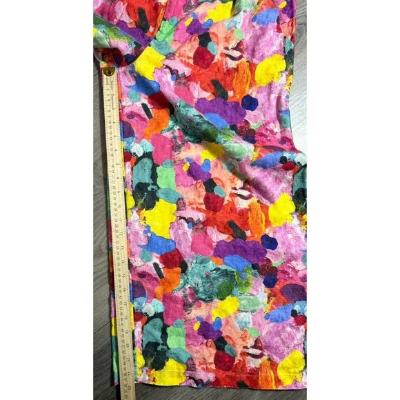 Gorman Bright Colorful 100% Linen Pants Wide Leg Crop Women's 12 - Picture 10 of 14